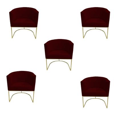 Kit 05 Poltronas Paola Base De Ferro Sued Marsala D'classe Decor