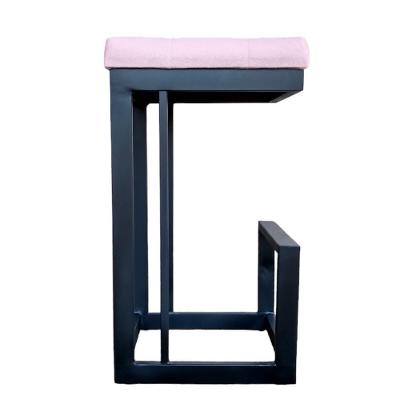 Banqueta Londres Base De Ferro Sued Rosa Bebê D'classe Decor