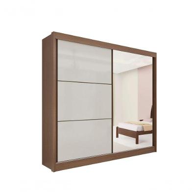 Guarda Roupa Titanium 2 Portas 6 Gavetas Com Espelho Com Pés D' Doro Castanho-off White