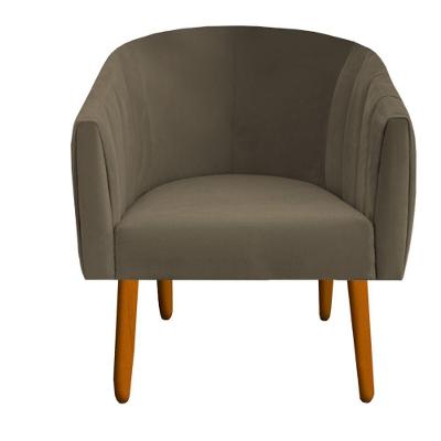 Poltrona Julia Decoração Salão Cadeira Escritório Recepção Estar Amamentação Suede Marrom Rato D'classe Decor