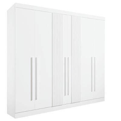 Roupeiro 6 Portas Ripado 6 Gavetas Com Pés Da Vinci Plus - D' Doro Branco-ripado