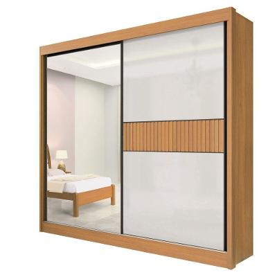 Guarda Roupa Titanium Ripado 2 Portas 6 Gavetas Com Espelho D' Doro Cinamomo-off White-ripado