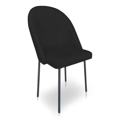 Cadeira De Jantar Virginia Sued Preto Pés De Ferro Preto Dclasse Decor