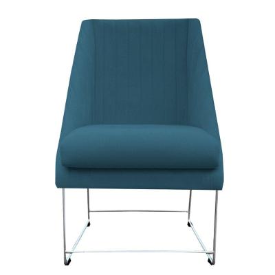 Cadeira Ana Base De Ferro Prata Suede Azul Tiffany D'classe Decor