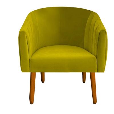 Poltrona Julia Decoração Salão Cadeira Escritório Recepção Estar Amamentação Suede Amarelo D'classe Decor