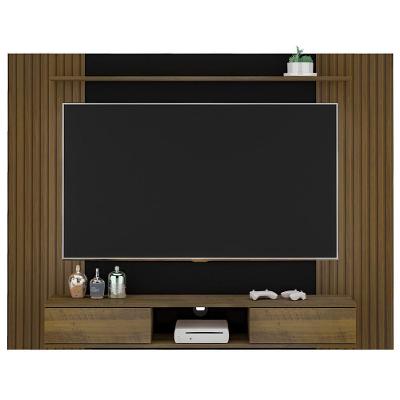 Painel Suspenso Para Tv 72 Pol 176 Cm Carvalho Off White Arly Pinho Ripado Preto