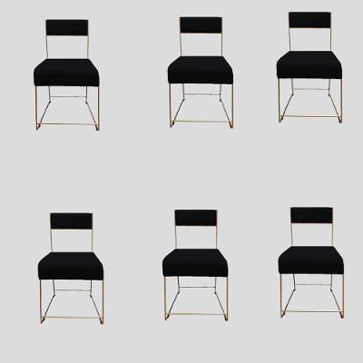 Kit 06 Cadeiras Atena Base De Ferro Maciço Dourada Suede Preto D'classe Decor