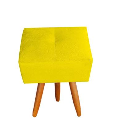 Puff Malu Decorativo Pés Palito Suede Amarelo D'classe Decor