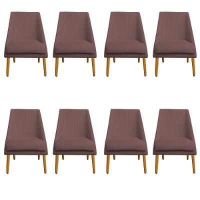 Kit 08 Cadeiras Para Sala De Jantar Ana Pés Palito Veludo Rosê D'classe Decor