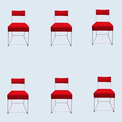 Kit 06 Cadeiras Atena Base De Ferro Maciço Prata Suede Vermelho D'classe Decor