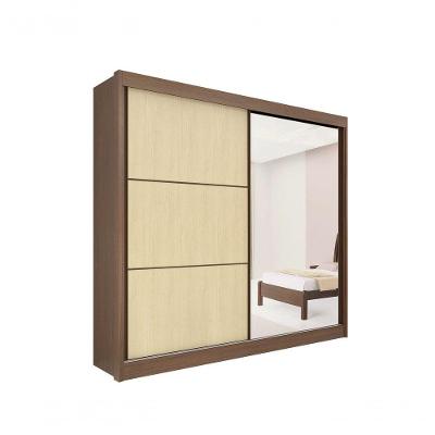 Guarda Roupa Titanium 2 Portas 6 Gavetas Com Espelho Sem Pés D' Doro Castanho-linho