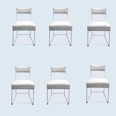 Kit 06 Cadeiras Atena Base De Ferro Maciço Prata Suede Bege D'classe Decor