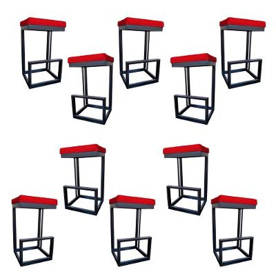 Kit 10 Banquetas Londres Base De Ferro Sued Vermelho D'classe Decor