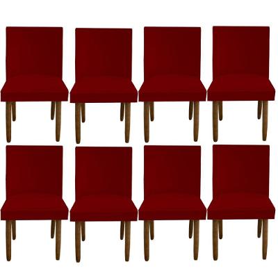 Kit 08 Cadeiras Para Sala De Jantar Tóquio Pés Palito Suede Vermelho D'classe Decor