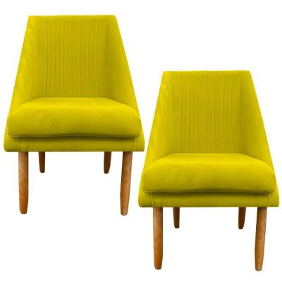 Kit 02 Cadeiras Para Sala De Jantar Ana Pés Palito Suede Amarelo D'classe Decor