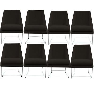Kit 08 Cadeiras Ana Base De Ferro Prata Suede Marrom D'classe Decor