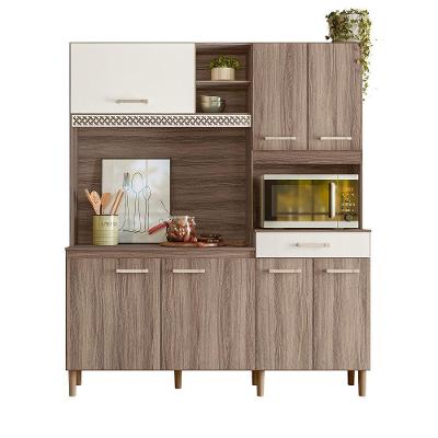 Kit Cozinha Yara 160 - 7 Portas 1 Gaveta - Carvalho Nature - Off White Cristal Nicioli