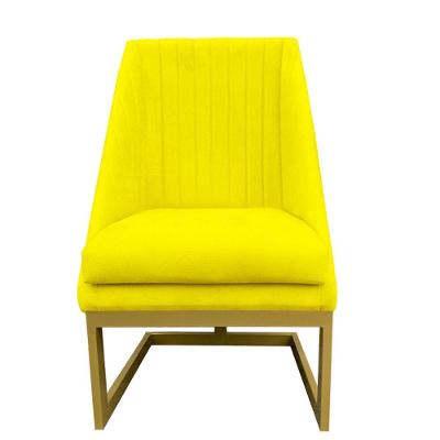 Cadeira Para Sala De Jantar Ana Base De Ferro Suede Amarelo D'classe Decor
