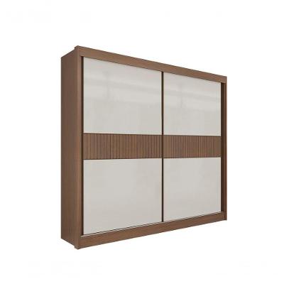 Guarda Roupa Casal Cancun Ripado 2 Portas 6 Gavetas Sem Pés - D' Doro Castanho-off White-ripado