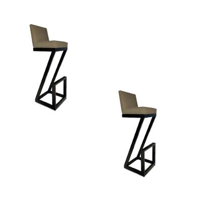 Kit 02 Banqueta Altaz Base De Ferro Suede Marrom Rato D'classe Decor
