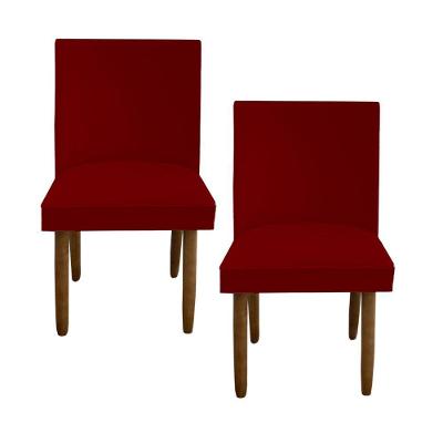 Kit 02 Cadeiras Para Sala De Jantar Tóquio Pés Palito Suede Vermelho D'classe Decor