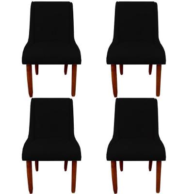Kit 04 Cadeiras Para Sala De Jantar Lizz Pés Palito Veludo Preto D'classe Decor