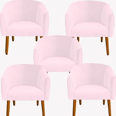 Kit 05 Poltrona Julia Decoração Salão Cadeira Escritório Recepção Estar Amamentação Suede Rosa Bebê D'classe Decor