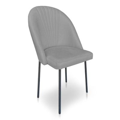 Cadeira De Jantar Virginia Sued Grafite Pés De Ferro Preto Dclasse Decor