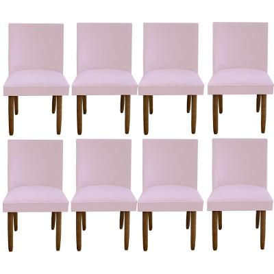 Kit 08 Cadeiras Para Sala De Jantar Tóquio Pés Palito Suede Rosa Bebê D'classe Decor