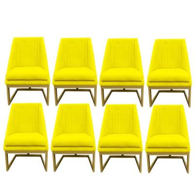Kit 08 Cadeiras Para Sala De Jantar Ana Base De Ferro Suede Amarelo D'classe Decor