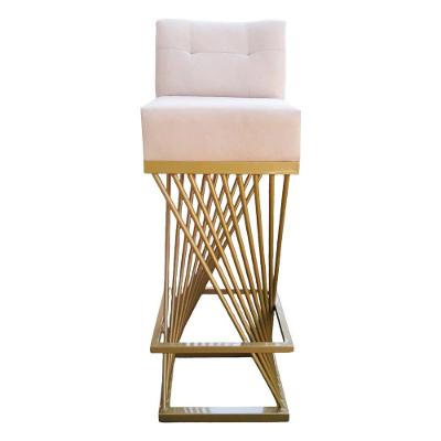 Banqueta Luma Base De Ferro Sued Bege D'classe Decor