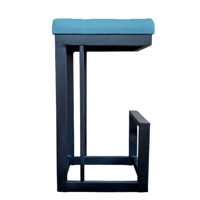 Banqueta Londres Base De Ferro Sued Azul Tiffany D'classe Decor