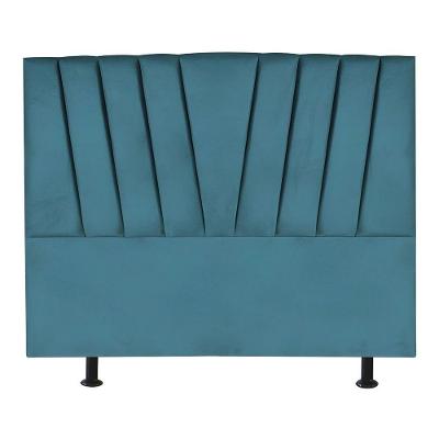Cabeceira Estofada Cama Casal Queen Size 160 Cm Ariel Suede Azul Turquesa