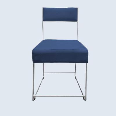 Cadeira Atena Base De Ferro Maciço Prata Suede Azul Marinho D'classe Decor