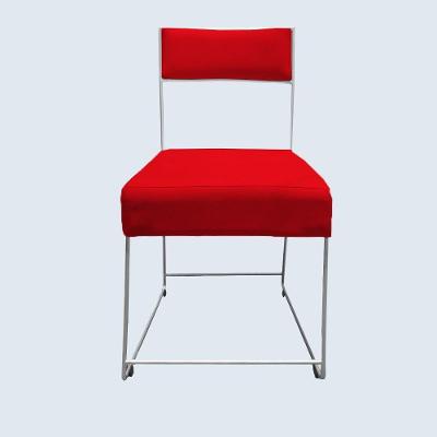 Cadeira Atena Base De Ferro Maciço Prata Suede Vermelho D'classe Decor