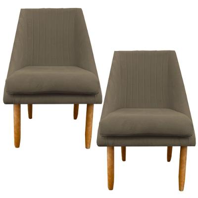 Kit 02 Cadeiras Para Sala De Jantar Ana Pés Palito Suede Marrom Rato D'classe Decor