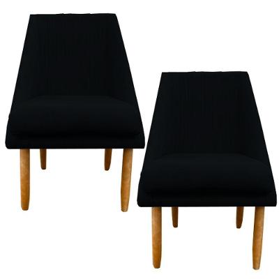 Kit 02 Cadeiras Para Sala De Jantar Ana Pés Palito Suede Preto D'classe Decor