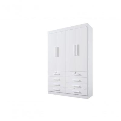 Guarda Roupa Solteiro Mônaco 4 Portas 8 Gavetas Sem Pés - D' Doro Branco
