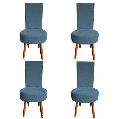 Kit 04 Cadeiras De Jantar Lisboa Sued Azul Tiffany D'classe Decor