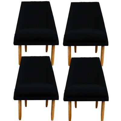 Kit 04 Cadeiras Para Sala De Jantar Ana Pés Palito Suede Preto D'classe Decor