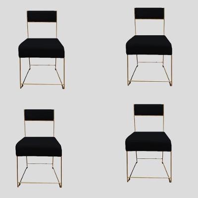 Kit 04 Cadeiras Atena Base De Ferro Maciço Dourada Suede Preto D'classe Decor