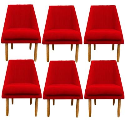 Kit 06 Cadeiras Para Sala De Jantar Ana Pés Palito Suede Vermelho D'classe Decor