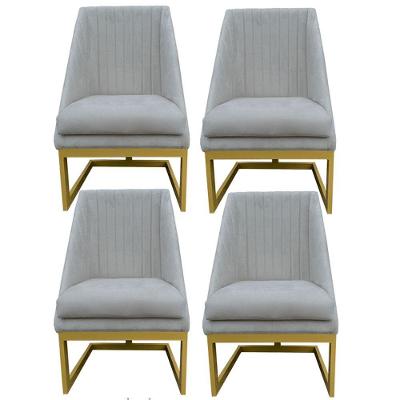 Kit 04 Cadeiras Para Sala De Jantar Ana Base De Ferro Suede Bege D'classe Decor