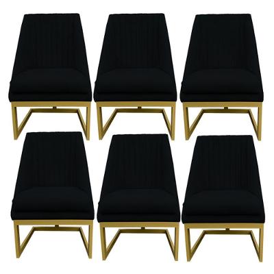 Kit 06 Cadeiras Para Sala De Jantar Ana Base De Ferro Suede Preto D'classe Decor