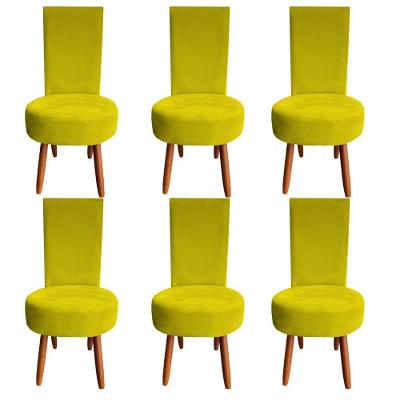 Kit 06 Cadeiras De Jantar Lisboa Sued Amarelo D'classe Decor