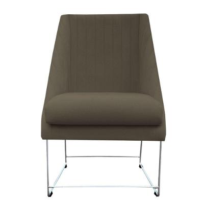 Cadeira Ana Base De Ferro Prata Suede Marrom Rato D'classe Decor