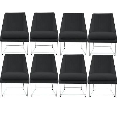 Kit 08 Cadeiras Ana Base De Ferro Prata Suede Grafite D'classe Decor