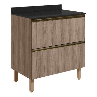Balcao Com Tampo 2g 80cm Mdf Kali 16412 Carvalho Toq Nicioli