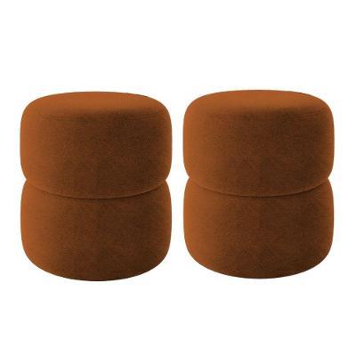 Kit 2 Puff Decorativo Estofado Para Sala Paris Bouclé Terracota