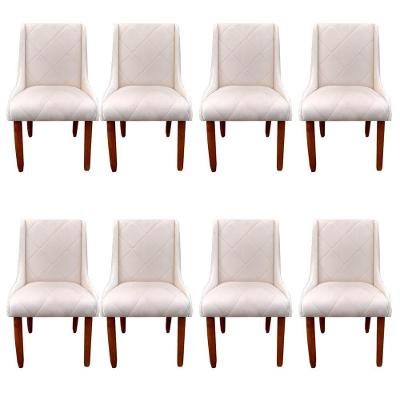 Kit 08 Cadeiras Para Sala De Jantar Lizz Pés Palito Veludo Bege D'classe Decor